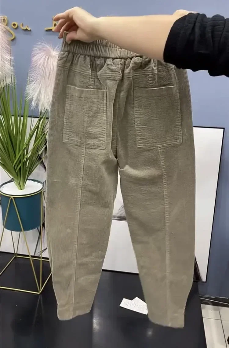 Solid Color Thick Warm Corduroy Pants Women 2023 Autumn Winter Korean Loose Casual Pants Harm Trousers