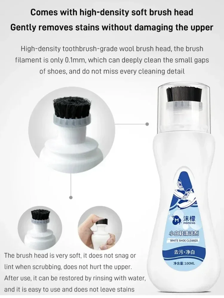 100ml White shoes cleaning whitening artifact with brush head powerfully removes stubborn stain household yellow decontamination