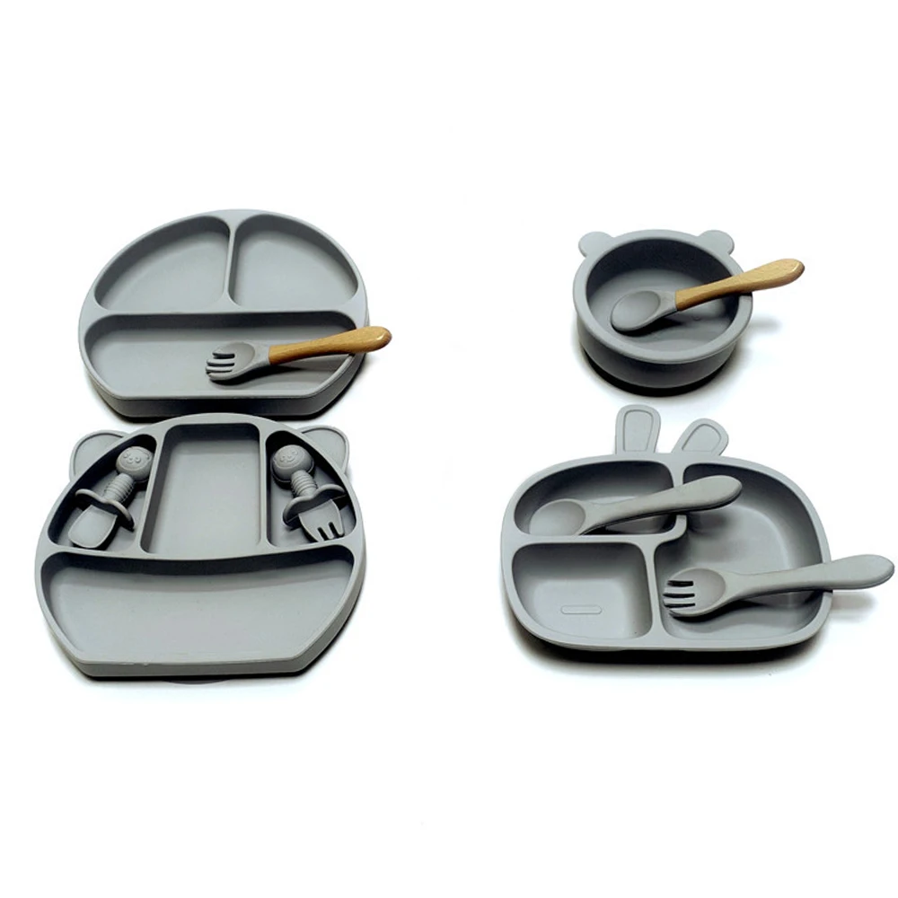 10pcs Baby spoon silicone bowl children's tableware eating special set Children's Bowls for Men and Women