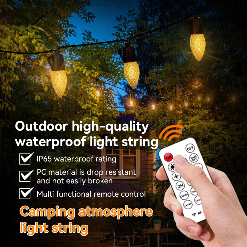 Outdoor LED String Lights with Remote Control and Dimming Feature for Garden, Bedroom, and Party Decoration