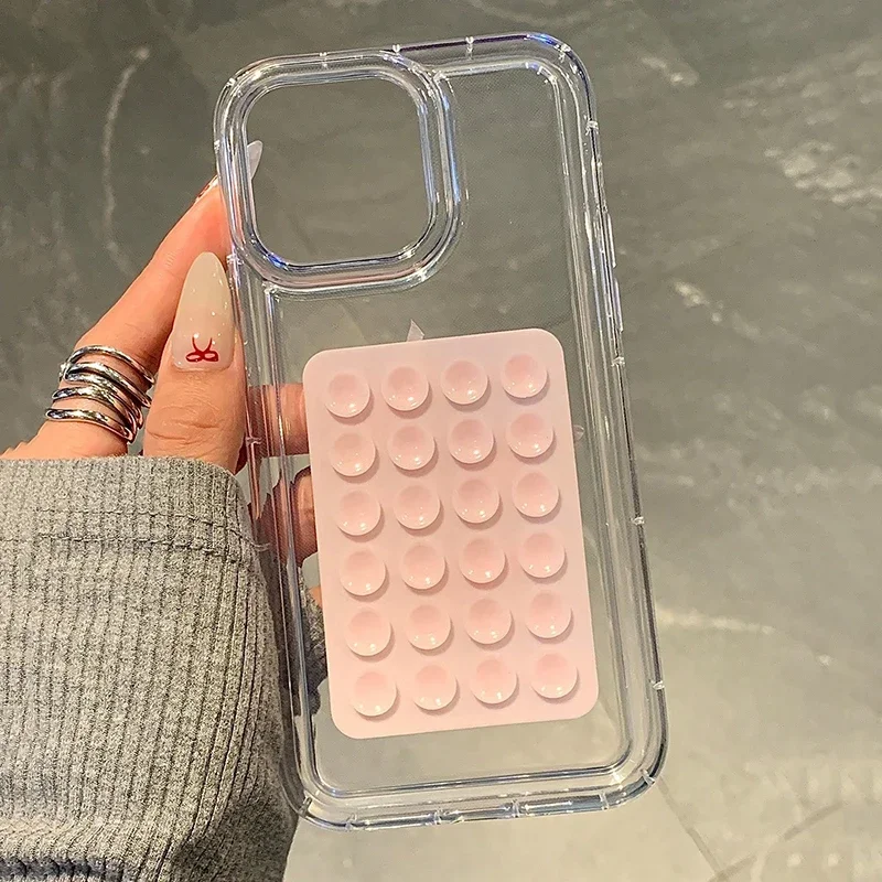 Transparent 3D Suction Cup Shockproof Phone Case - Soft Protective Cover
