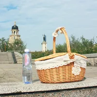 Woven Wicker Basket Picnic Camping Storage Basket Breadfruit Food Breakfast Flower Display Box Kitchen Organizer Home Decor 2