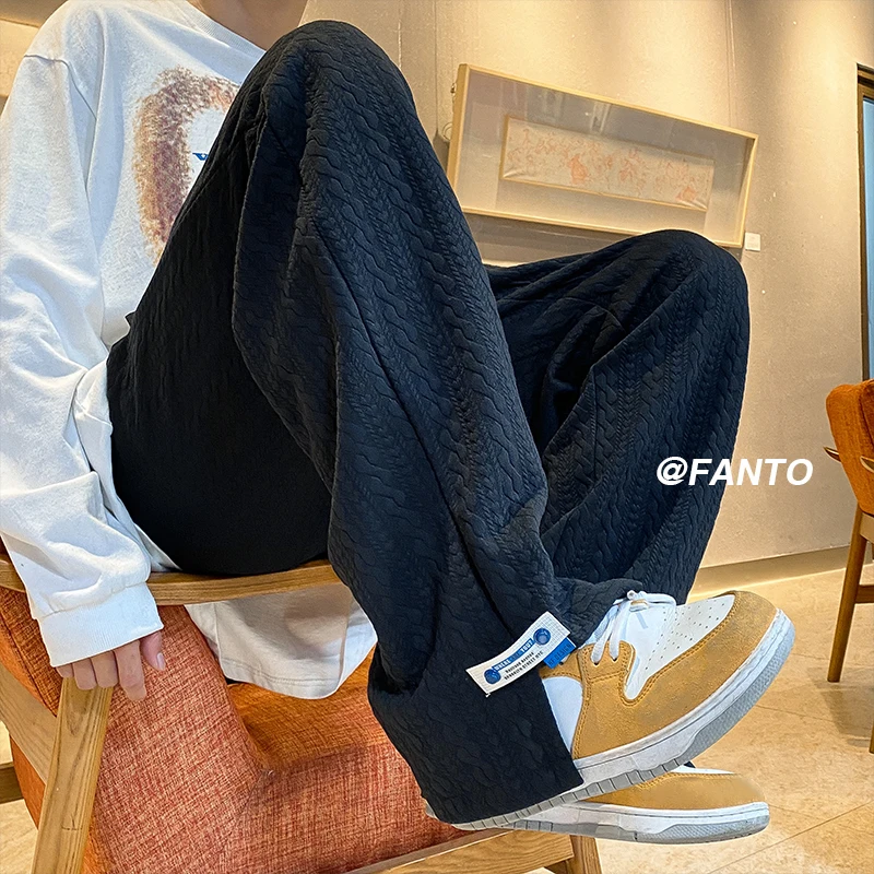 Loose Drapey Klein Blue Men's Casual Pants High Street Vibe Slit Design Spring Trendy Brand Straight Leg Long Trousers