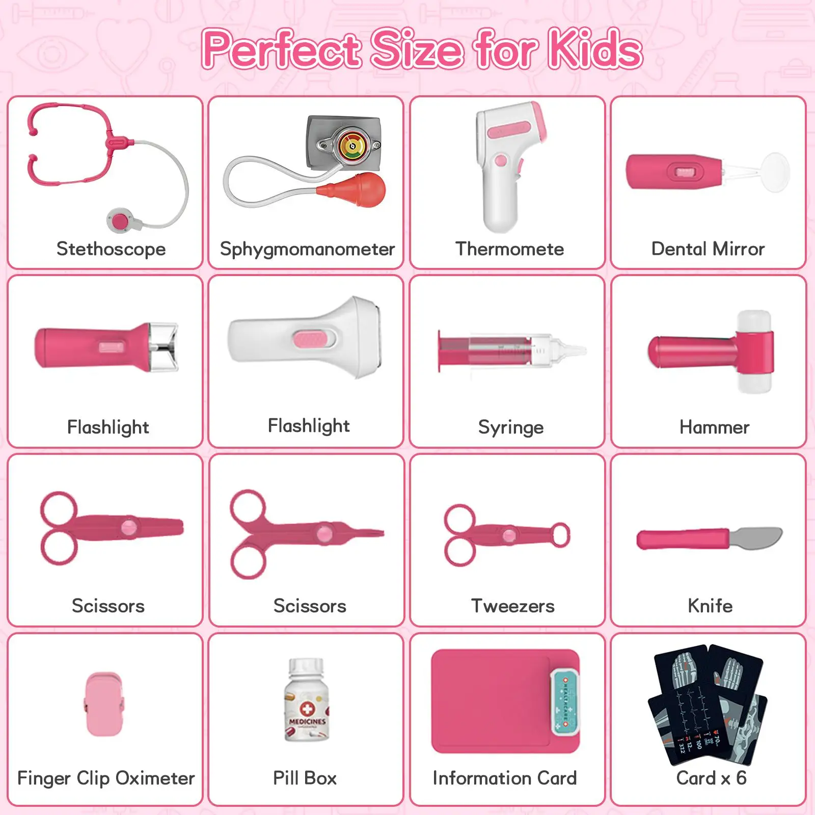 Doctor and Medical Pretend Play Set Toy Boys And Girls Perfect Gift Montessori Toy 35 Pcs Kids Doctor Playset
