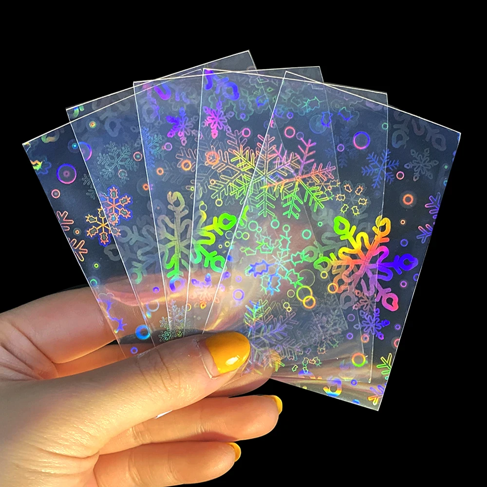 100pcSnowflake Laser Flash Holographic Idol KPOP Photo Card Sleeve Cover Cute Shinny Sparkly TCG Card Foil Protective Film MAGIC