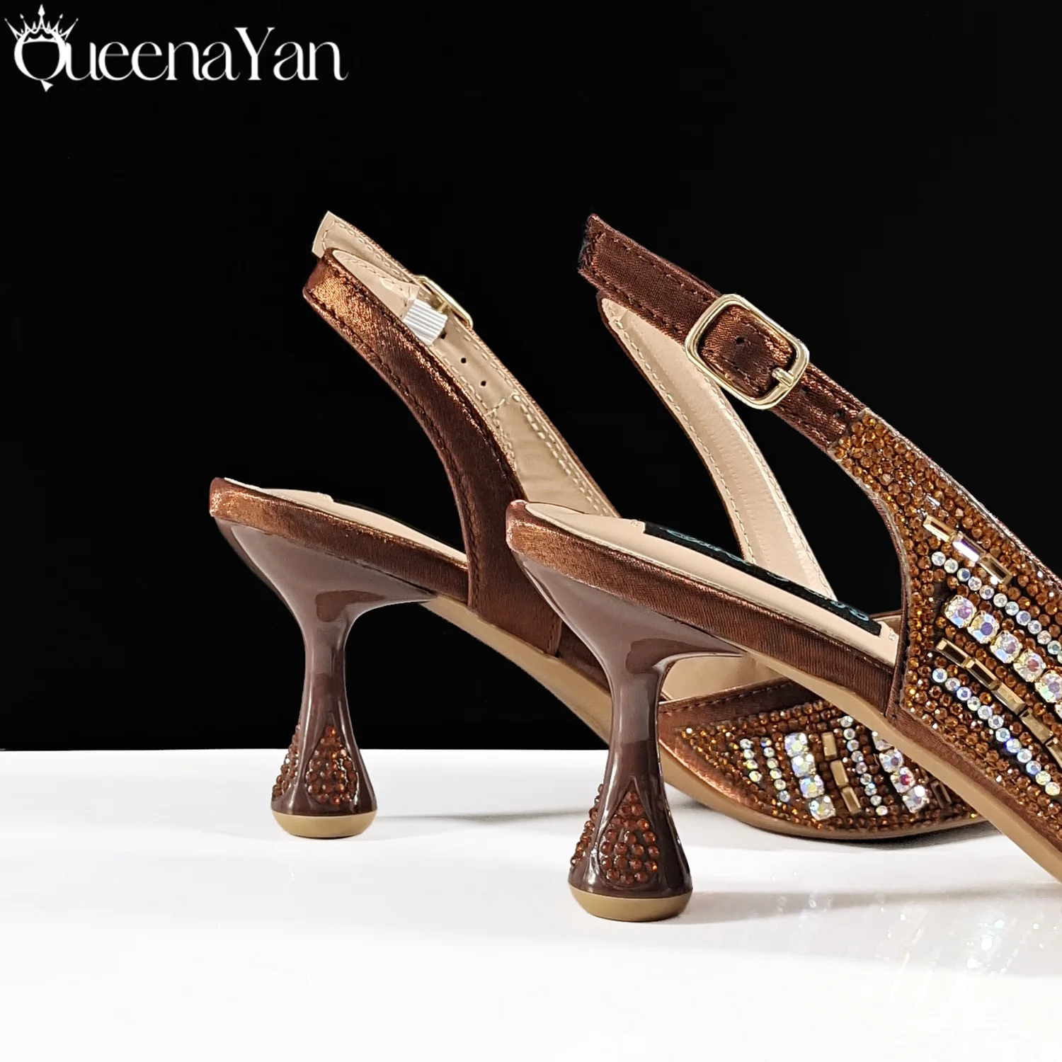 Queena Yan High-end Matching Women's Shoes with Diamond Hard Box Bag Popular in Nigeria Party Women's High Heels 2