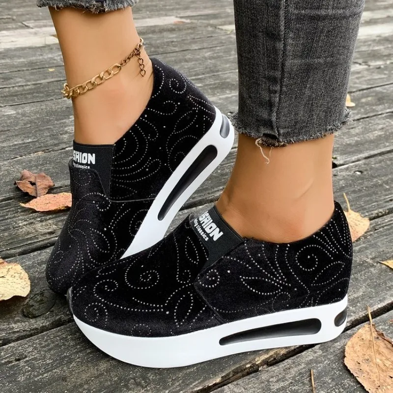 New Women's Sneakers  Womens Vulcanized Shoes PU Leather Waterproof Platform Women Shoes Slip-on Loafers - 2