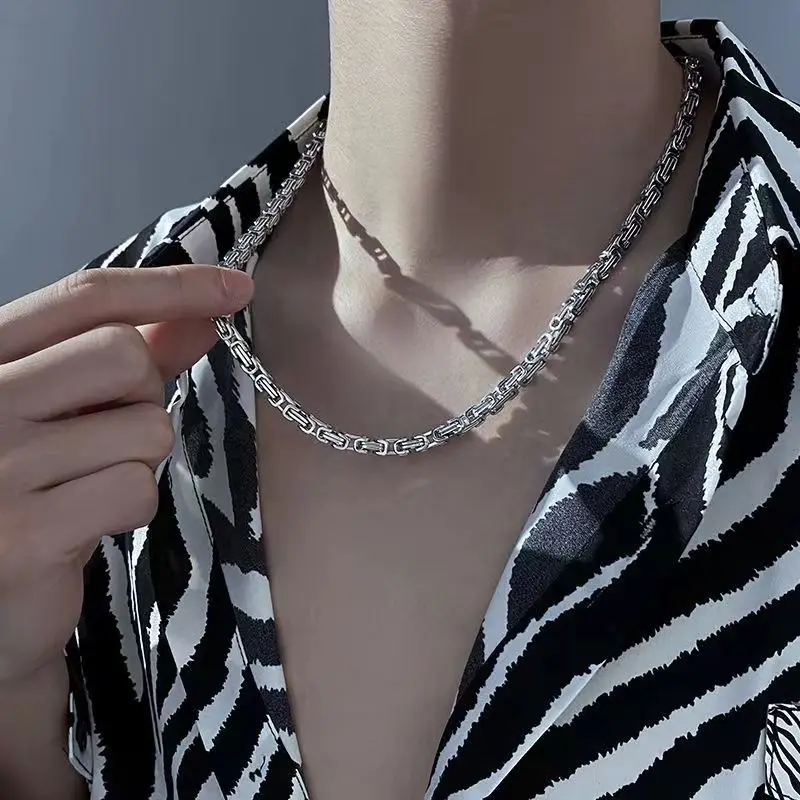 Edelstahl Männer Vergoldet Silber Kette Halskette Männliche Bremse Flache König Rock Mode Hand Zubehör Drop Shipping – Detail 12