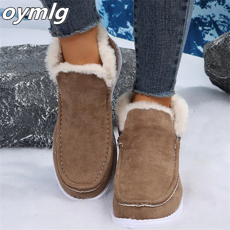 Thick Sole Home Fur Slippers for Women 2023 New Fashion Lightweight Warm Anti slip Comfortable Snow Boots for Women