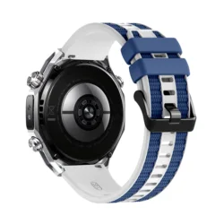 Premium 22mm Silicone Watchband Replacement Strap Bracelet - 22mm (White Blue)
