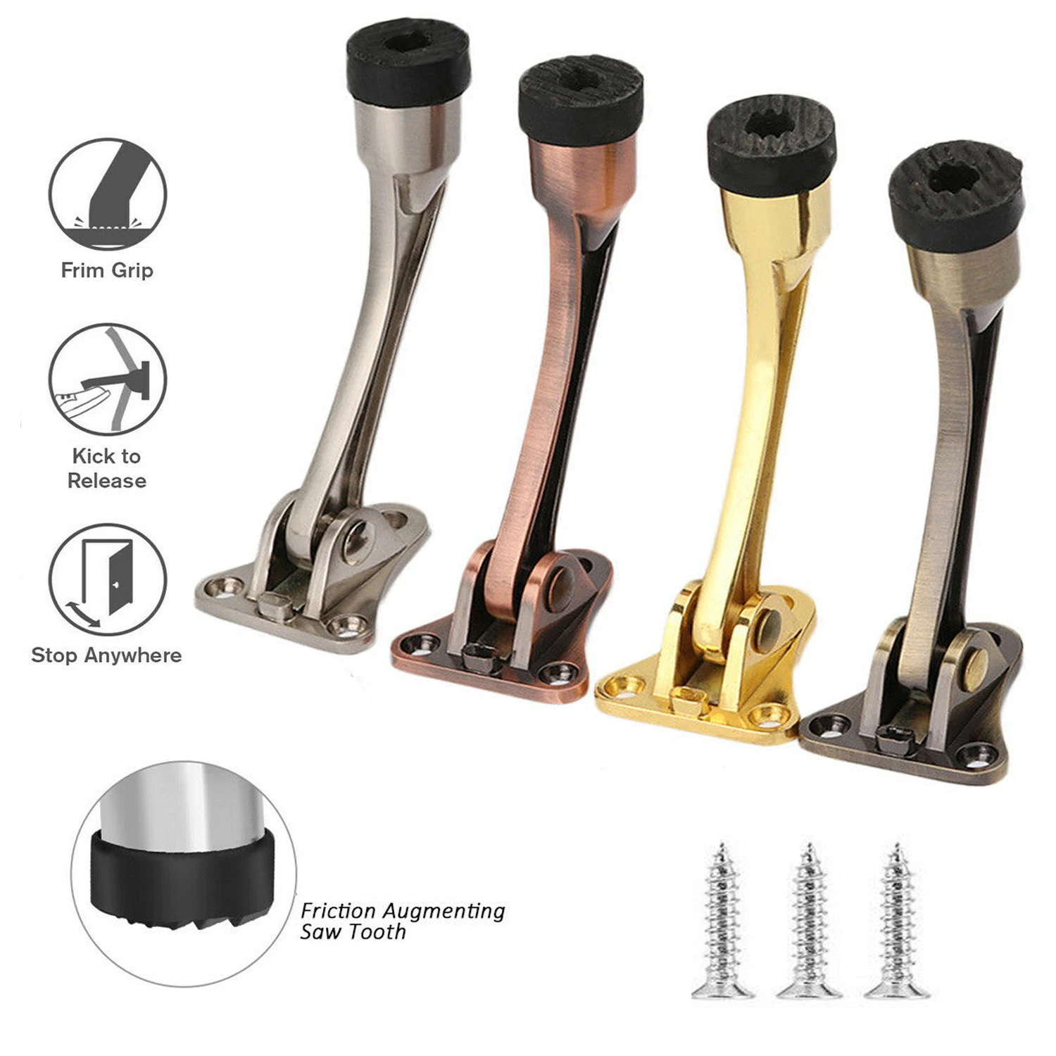 Kick Down Door Stopper Zinc Alloy Lever Door Holder Catcher Wall Floor Mounted