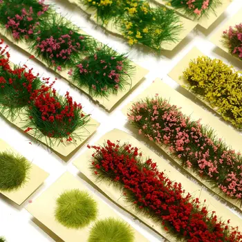 1Set DIY Miniature Garden Decor Static Scenery Model Landscape Wargame Grass Tufts Building Layout Sand Table Flower Cluster