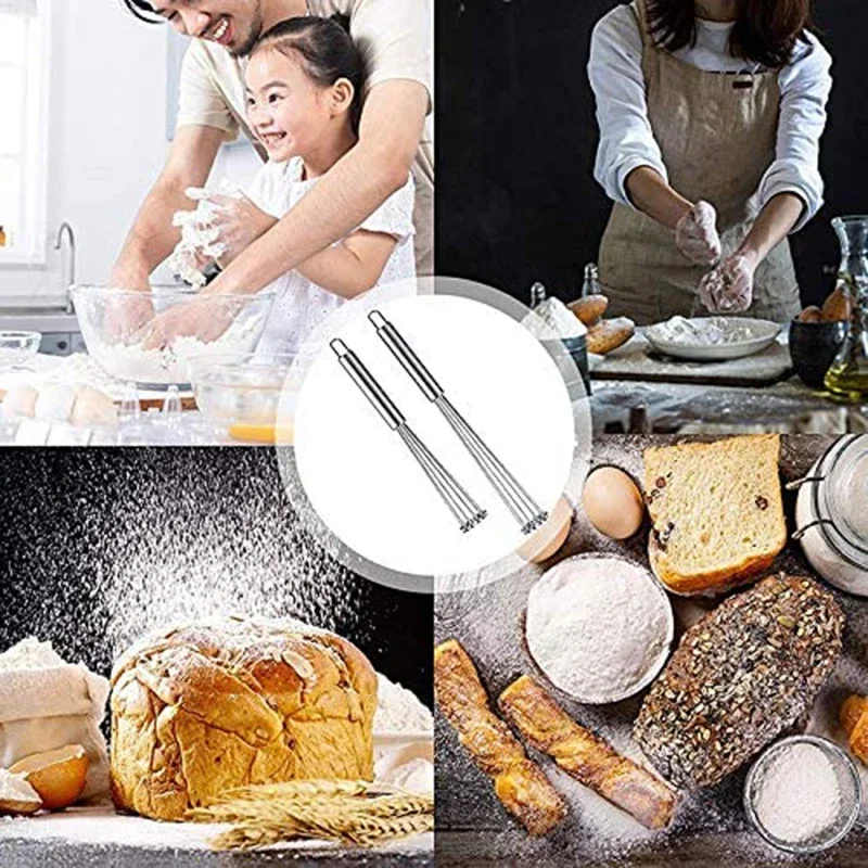 1PC Stainless Steel Ball Whisk Set Kitchen Whisk Wire Egg Whisk for Cooking Blending Whisking Beating Stirring Egg Baking Tool