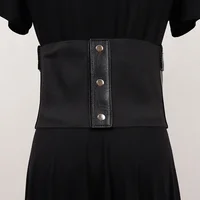 [EAM] Pu Leather Black Bandage Wide Elastic Belt Personality Women New Fashion Tide All-match Spring Autumn 2026 1DH8687 - Image 3