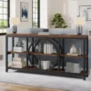 Extra Long Console Table, 70.9 inch Narrow Sofa Tables with 3 Tier Wood Storage Shelves Industrial Metal Frame for Entryway 1