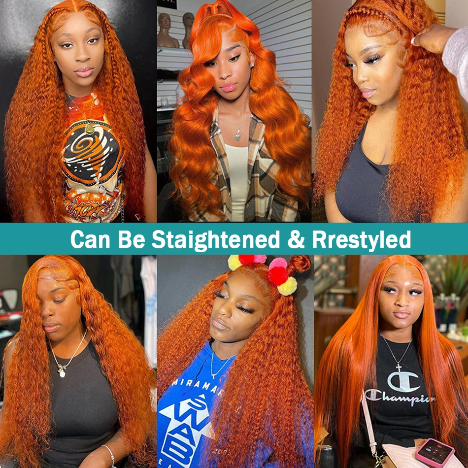 Deep Wave 40 Inch Ginger Orange Vietnamese 13x6 Lace Front Wigs Original Deep Curly Human Hair Wigs Colored Water Wave Frontal 5