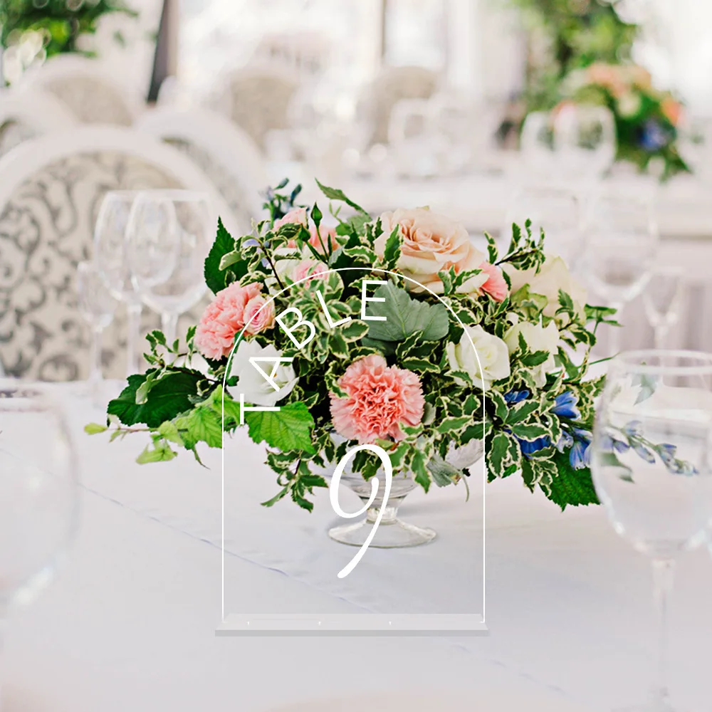 Arched Digital Label Acrylic Table Position Card, Wedding Table Number Card, Dining Diy Personalized Seat Card