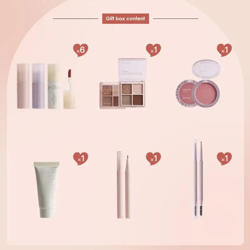 Face Makeup Kit Multipurpose Women's Makeup Set Start Up Makeup Kit Lip Gloss, Eyeshadow, Blush, BB Cream, Eyeliner, Eyebrow Pen 5