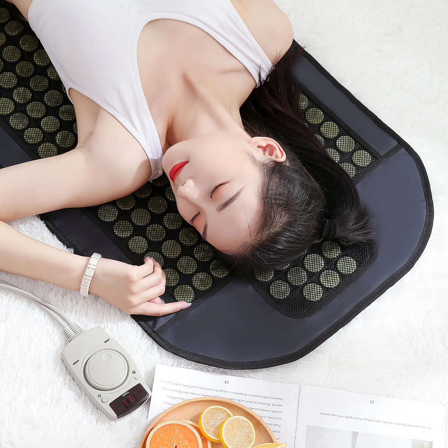 

Fanocare AlphaMat A100 Natural Jade Tourmaline Stone Heating Pad Far Infrared Negative Ion Thermal Therapy Massage Mattress