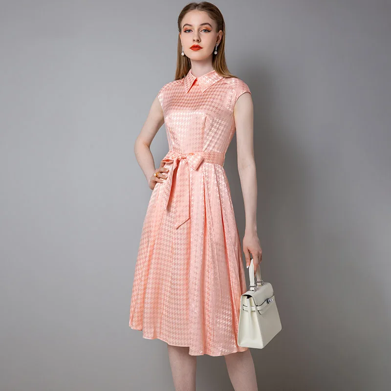 

High end celebrity temperament dress women's new summer French sleeveless shoulder dress