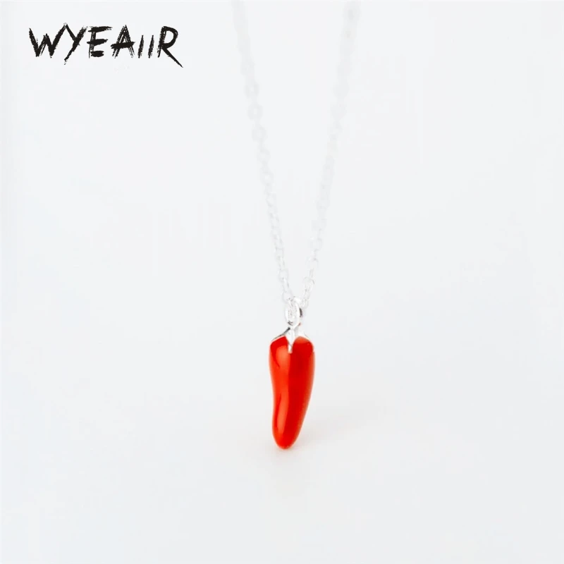 925 Sterling Silver Creative Mini Cute Red Drop Glaze Vegetable Pepper Fine Jewelry Luxury Female Necklace pendant necklace silver necklace silver pendant silver necklace charms