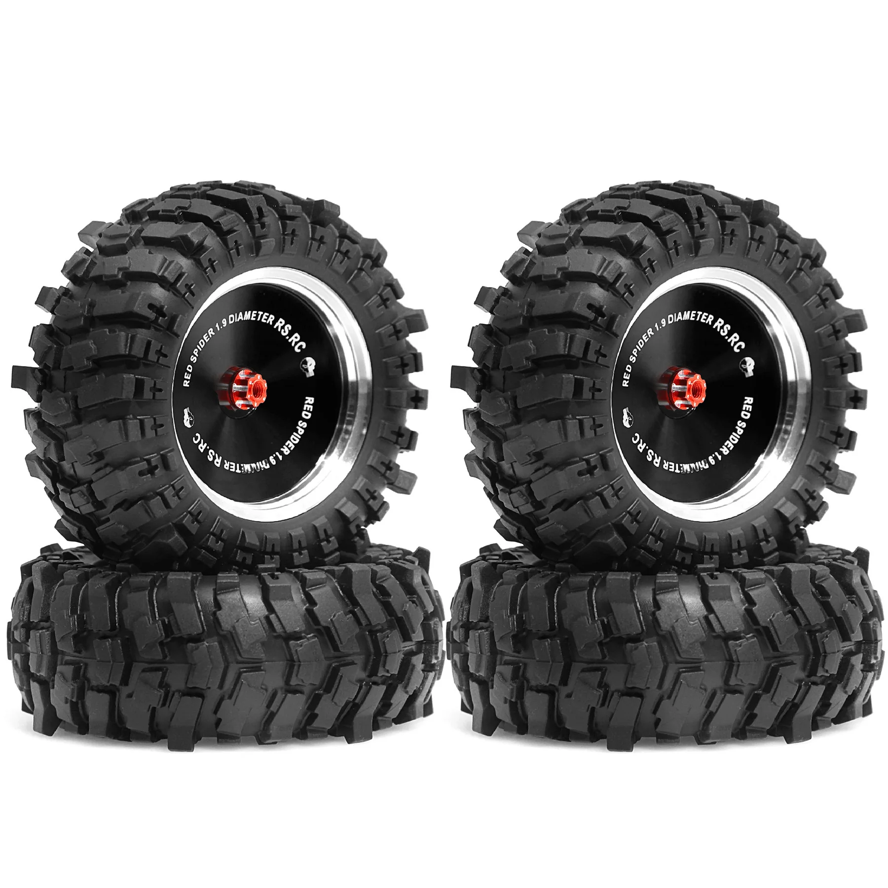 Gros plan sur la Voiture RC Stunt Car 4WD tout terrain avec ses roues crantées et son châssis surélevé, jouet télécommandé prêt à l'emploi.