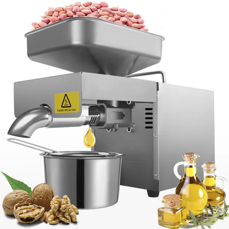 

110V/220V Automatic Household Flaxseed Oil Press3-5KG Sesame Peanut Oil Press Stainless Steel Temperature Control Oil Press 610W