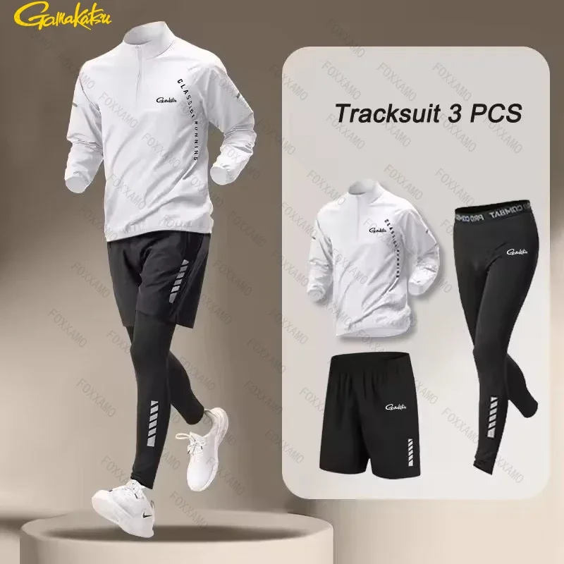 Gamakatsu Fishing Summer Men's Quick Dry Jacket Suit Two-piece Outdoor Running Sets Sports Pants Workout Clothes