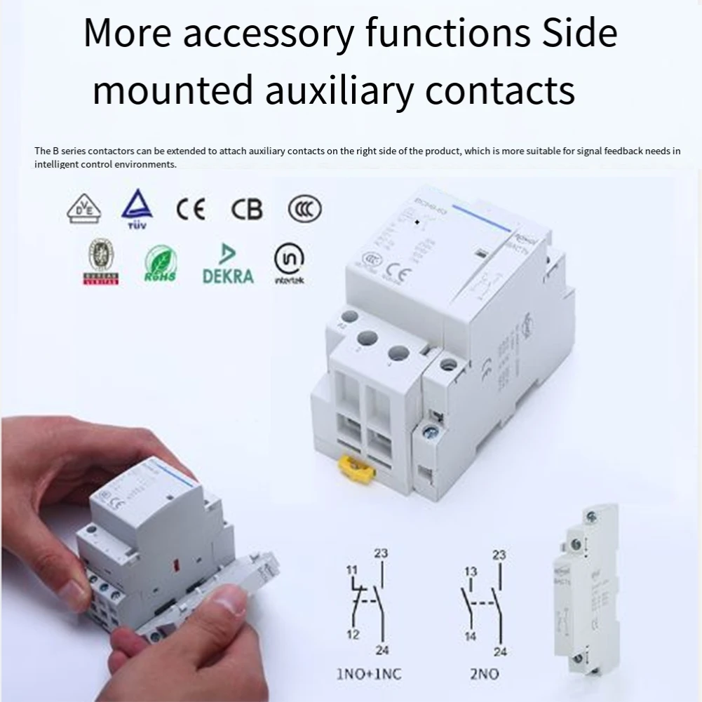 

Household Contactor 230V 2P 63A 1NO1NC Rail Mounted Modular Contactor Automatic Automatic Contactor Rail Type :36*68*85mm