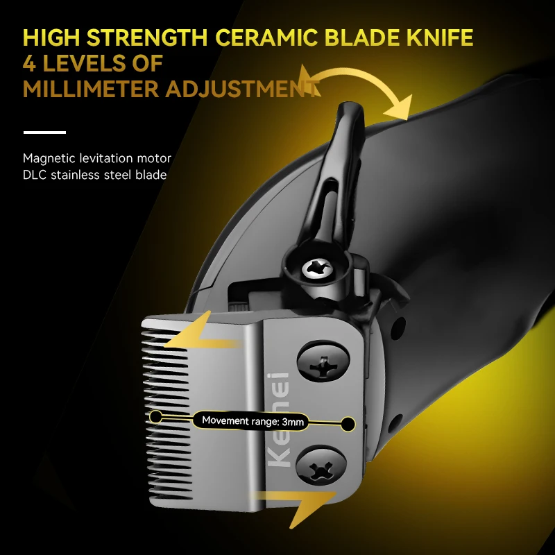 Kemei Trimmer Professional Hair Trimmer DLC Blade Haircut Machine 9000 RPM Magnet Motor Trimmer Electric Clipper for Men KM-1767 2