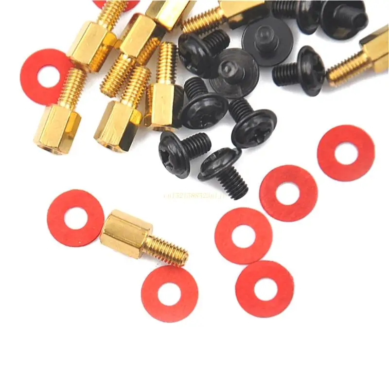 Motherboard Riser Screws Computer Red Washers 6.5mm 6-32-M3 Brass Standoff 20pcs notebook repair screws