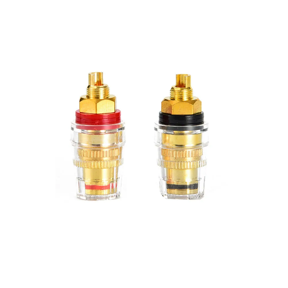 

2PCS Brass Gold Plated Post Terminal Blocks HIFI High Current Terminals Binding Banana Plug Connector for Speaker Amplifier