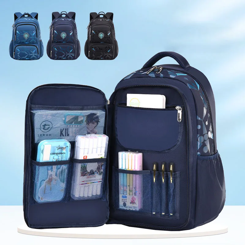 

Korean Version Casual Light Breathable Backpack for Boys One Side Door Open Large-capacity Backpack Elementary School Schoolbag