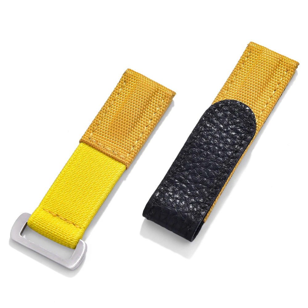 Hochwertiges Klett band mit Klett verschluss aus hellblauem Leder, Nylon armband, 20mm Uhren armband, Ersatz armbänder – Detail 16