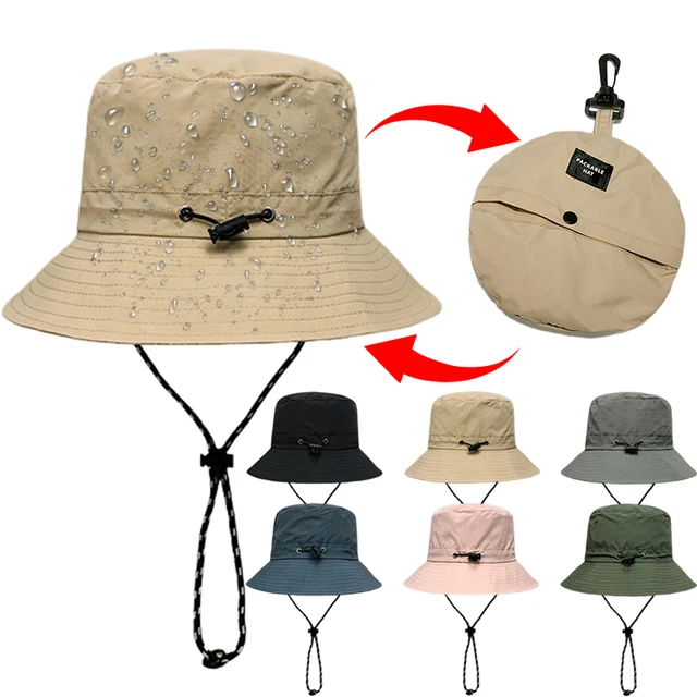 Summer Large Size Waterproof Bucket Hats Foldable Adjustable Drawstring  Fisherman Caps Outdoor Beach Sun Hat Casual Panama Cap - AliExpress