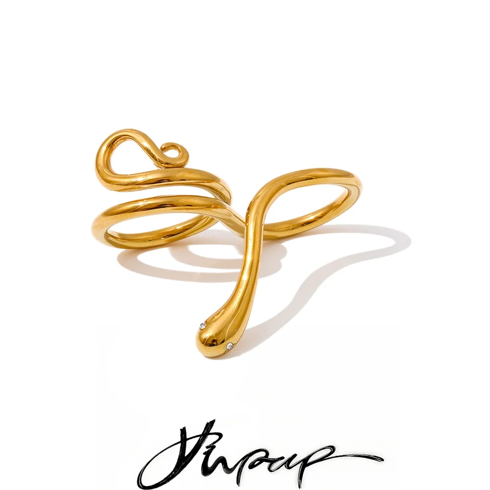 Yhpup Ring Stainless Steel Snake Shape Design