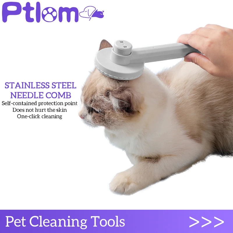 Self Cleaning Slicker Brush Cats Cat Brush Collects Hair Pet Cat