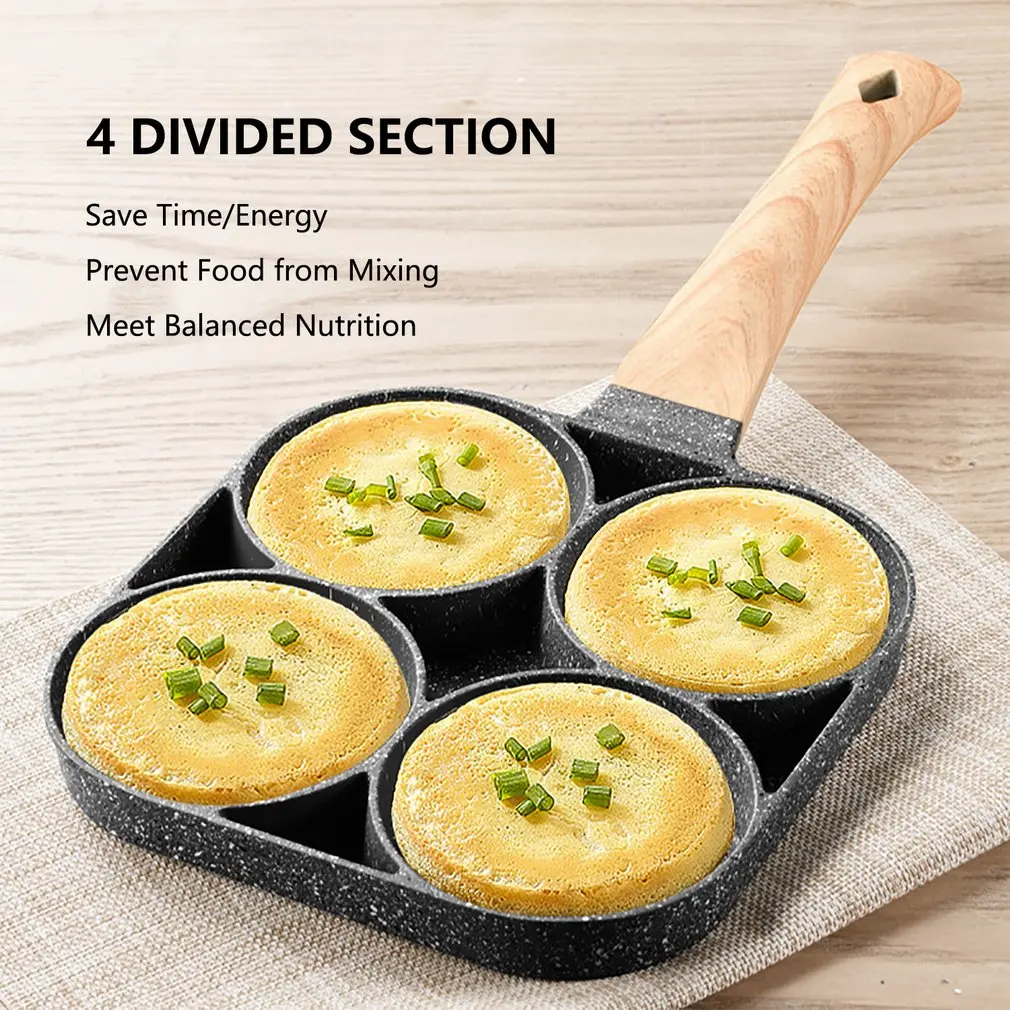 4 Hole Medical Stone Non-Stick Frying Pan Divided Egg Omelette