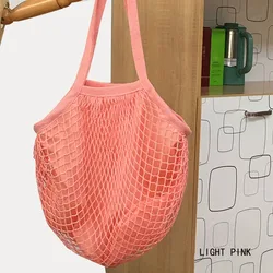 Eco - Friendly Reusable Cotton Tote Bag with Breathable Mesh Design (Pink)