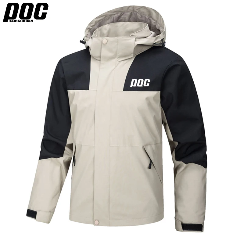 LairschDan POC Cycling Waterproof Jacket Men New Breathable Reflective Hooded Raincoat Waterproof Outdoor Sport Windbreaker