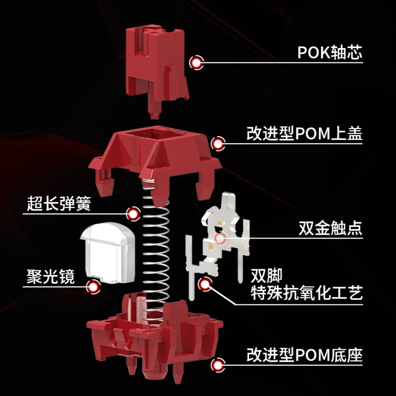 TTC 플레임 레드 스위치 V2 키보드 스위치 5핀 HIFI 리니어 스위치 퀵 트리거 45g POK POM 커스텀 기계식 키보드 스위치