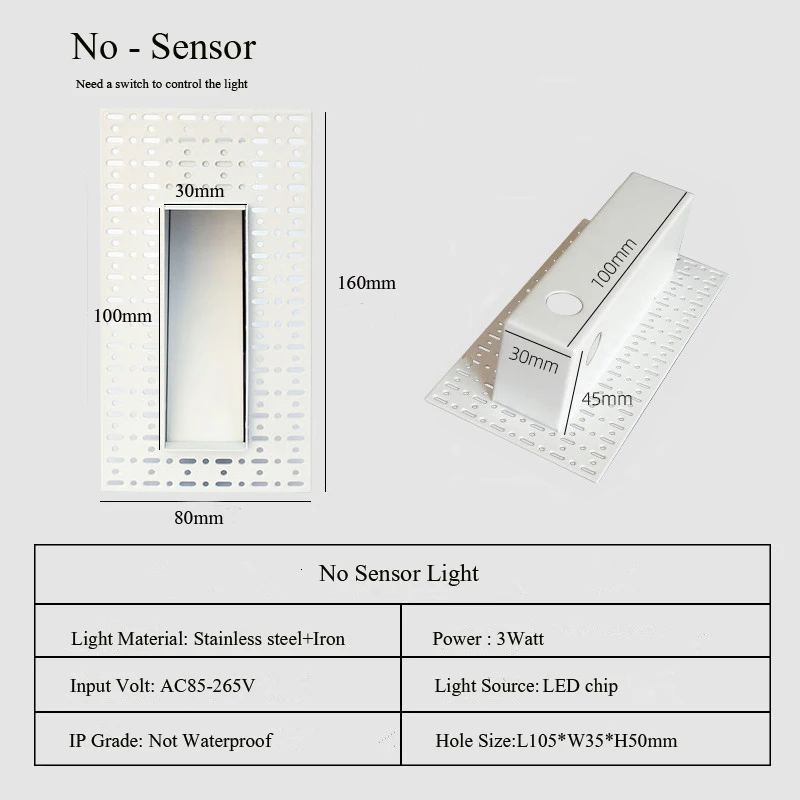 Sleek Wall Lamp with PIR Motion Sensor - Indoor Staircase & Corridor Footlight