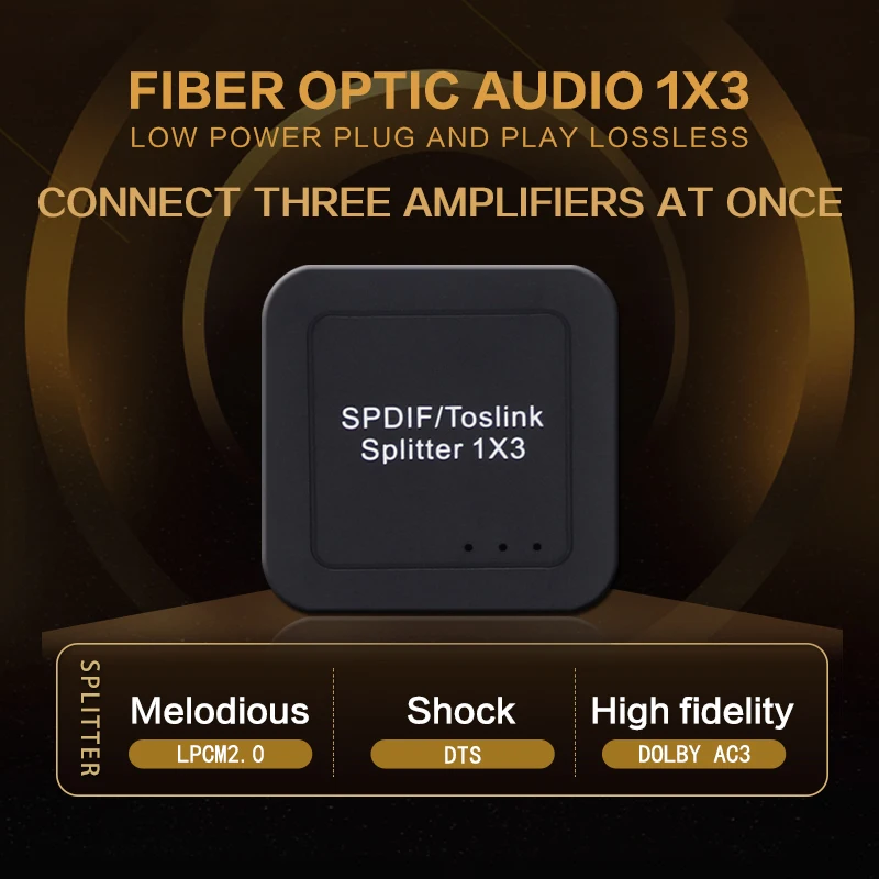 

digital spdif optical audio splitter adapter 3 Way 1X3 switch Toslink Splitter SPDIF Optical Cable Splitter Hub 1 input 3 Output