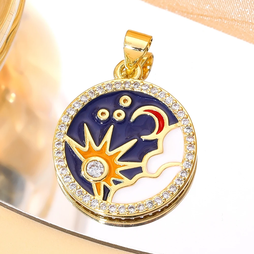Juya DIY 18K echtes Gold vergoldet Handwerk Schmetterling Liebe Herz Mond Stern böser Blick Zitrone Eule Bär Emaille Charms Anhänger Zubehör – Detail 3