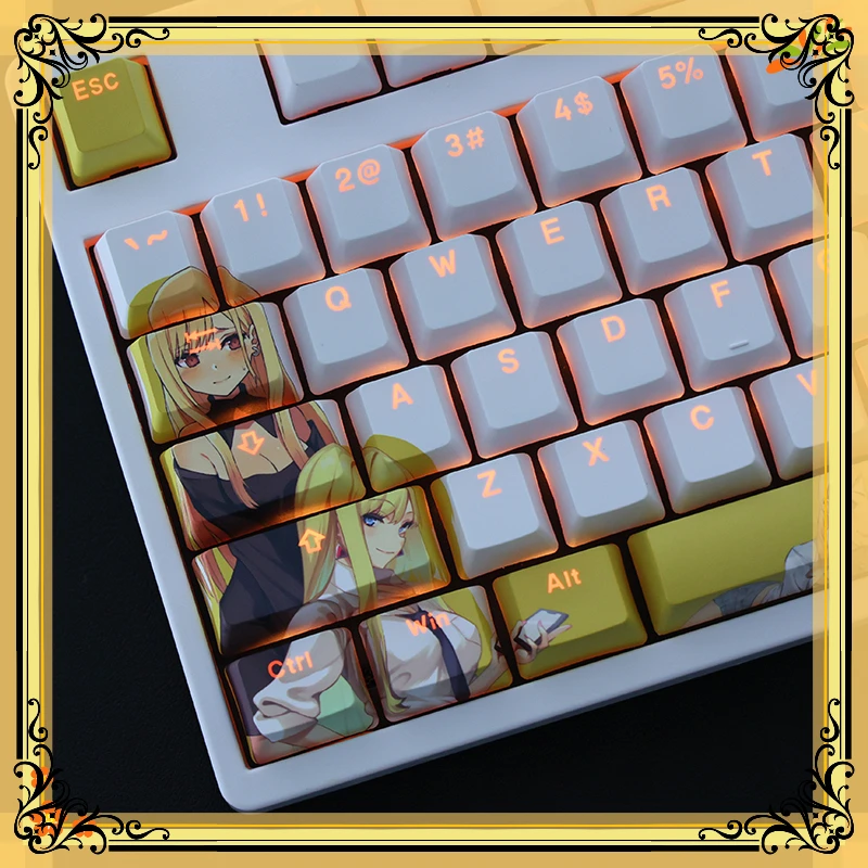 Chaves Conjunto Kitagawa Marin Anime Personalizado Pbt Tintura Sublimação Faça Você Mesmo Keycaps para Teclado Mecânico Translúcido para mx Switches 108