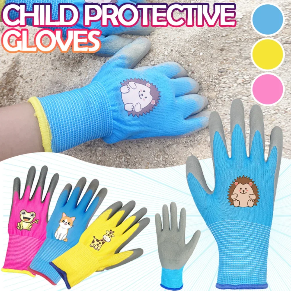 Children's Garden Gloves Thickened Wear-resistant Waterproof Garden Gloves Children's Outdoor Planting Picking Protective Gloves