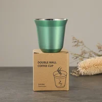 Summer New Simple Flat Bottom Cup Stainless Steel Double-layer Inner Tank Capsule Coffee Cup High-grade Solid Color Water Cup 4