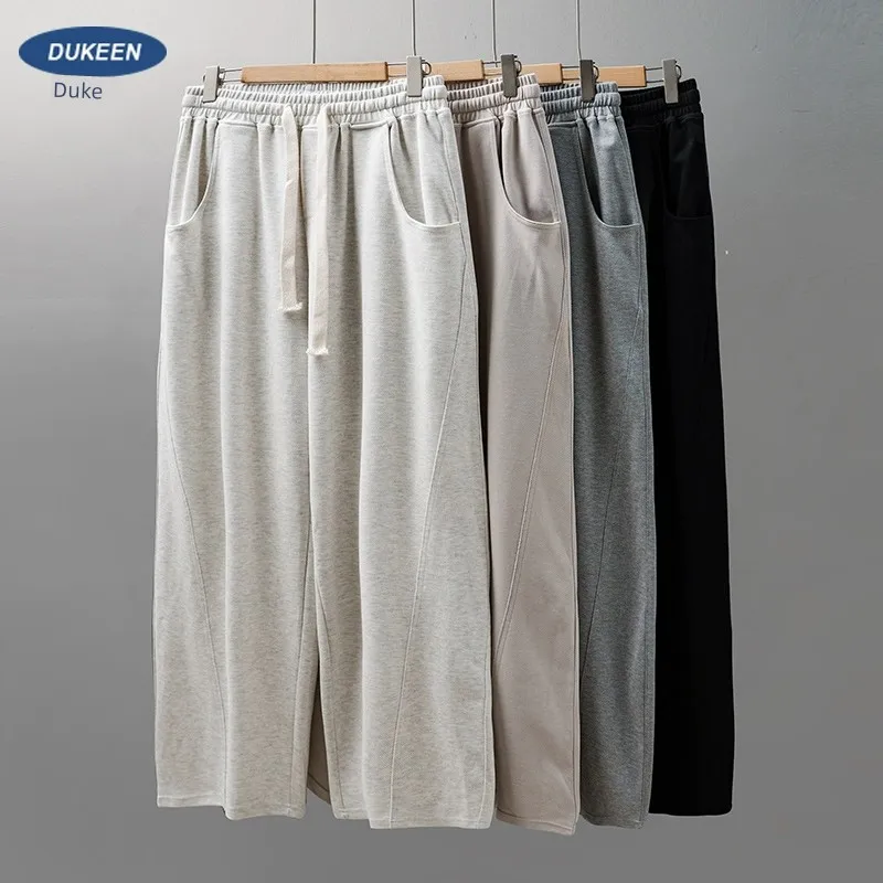 

EN American Casual Summer Loose Fitting Drape Knit Gray Sport Straight Wide Leg Pants For Men's Fashion