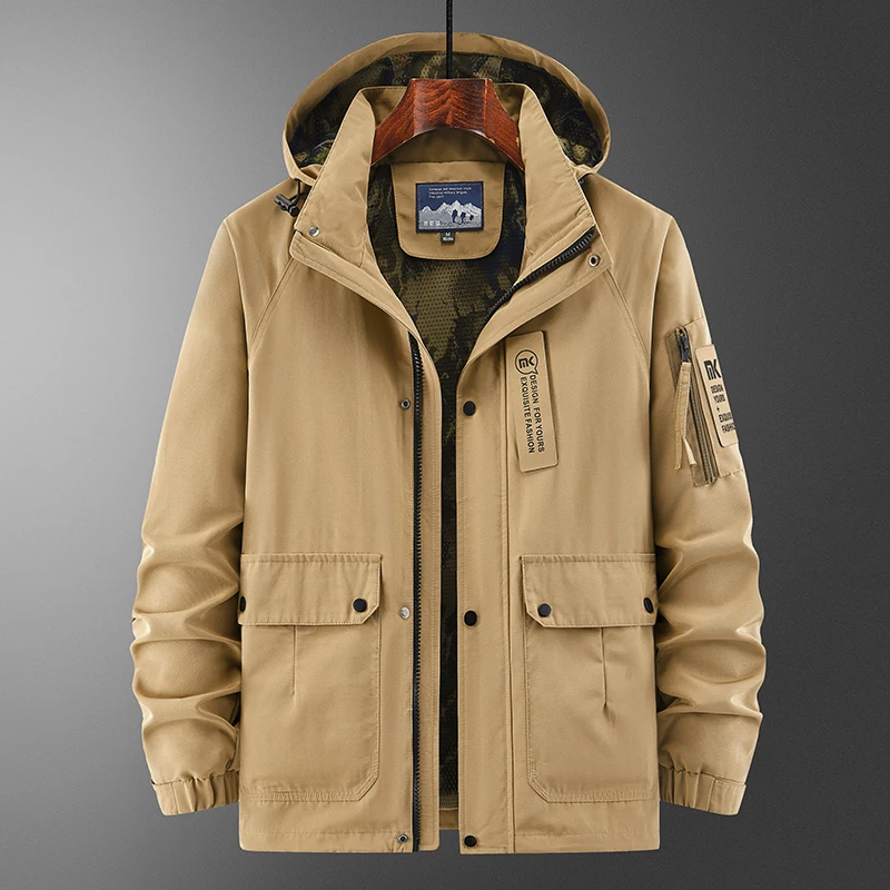 

Casual Jackets For Men's Techwear Windproof Black Khaki Military Bomber Cargo 2023 Spring Autumn Clothing Oversize 4XL 5XL