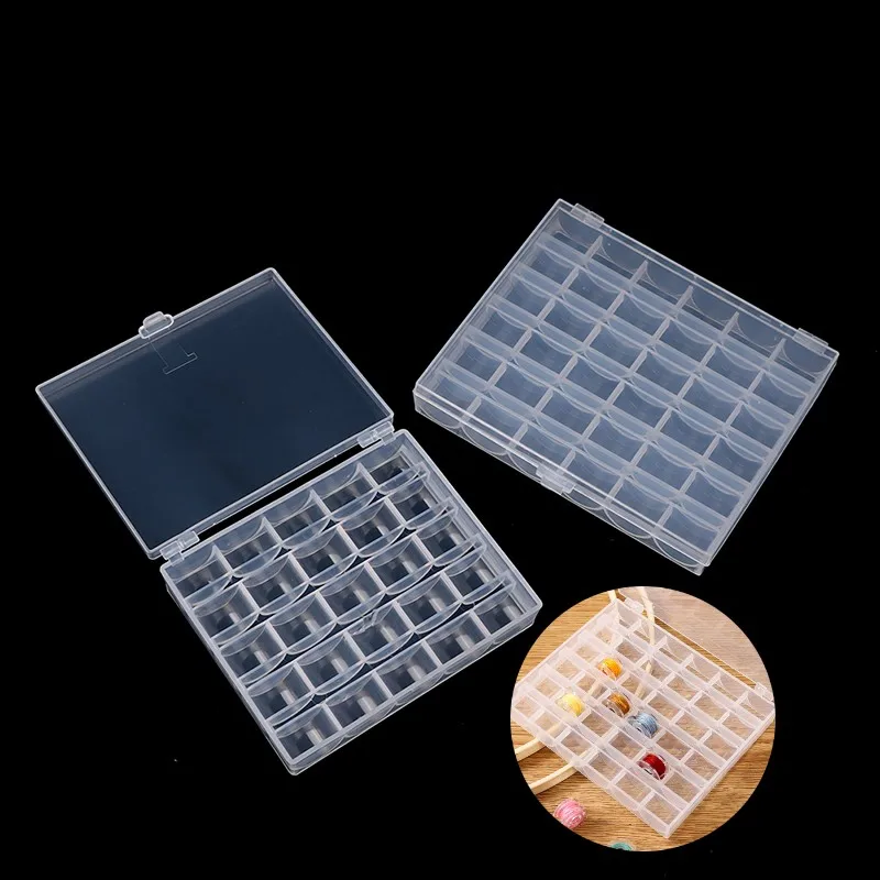 25/36 Slot Bobbins Box Storage Spool Case Macchina Da Cucire Bobina/Negozio Di Fili Scatola Di Supporto Trasparente In Plastica Trasparente